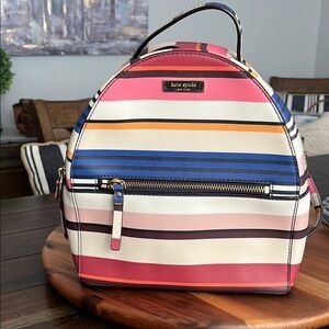 Kate Spade Pink and Blue Striped Backpack